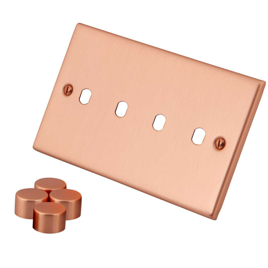 M2 Decorative 4 Gang Unfurnished Dimmer Plate Copper