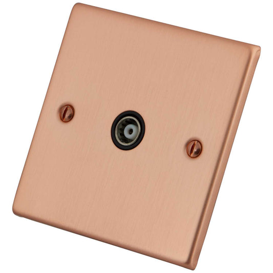 M2 Decorative 1 Gang Isolated Coaxial Socket Black Insert Copper