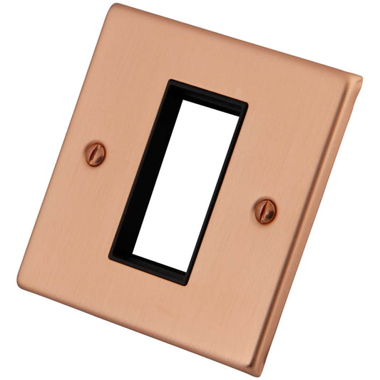 M2 Decorative 1 Gang 1 Euro Module Front Plate Black Insert Copper