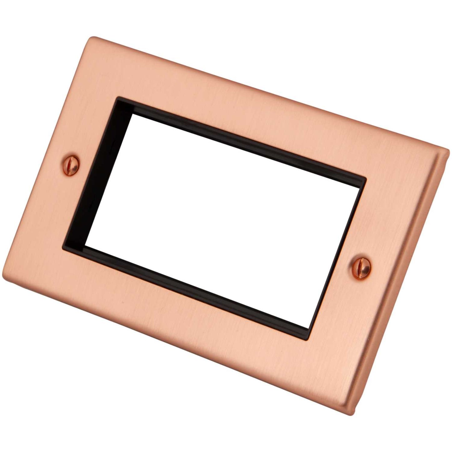 M2 Decorative 2 Gang 4 Euro Module Front Plate Black Insert Copper