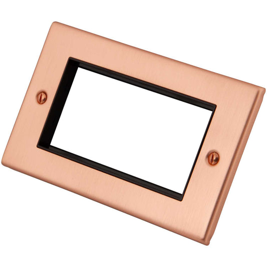M2 Decorative 2 Gang 4 Euro Module Front Plate Black Insert Copper