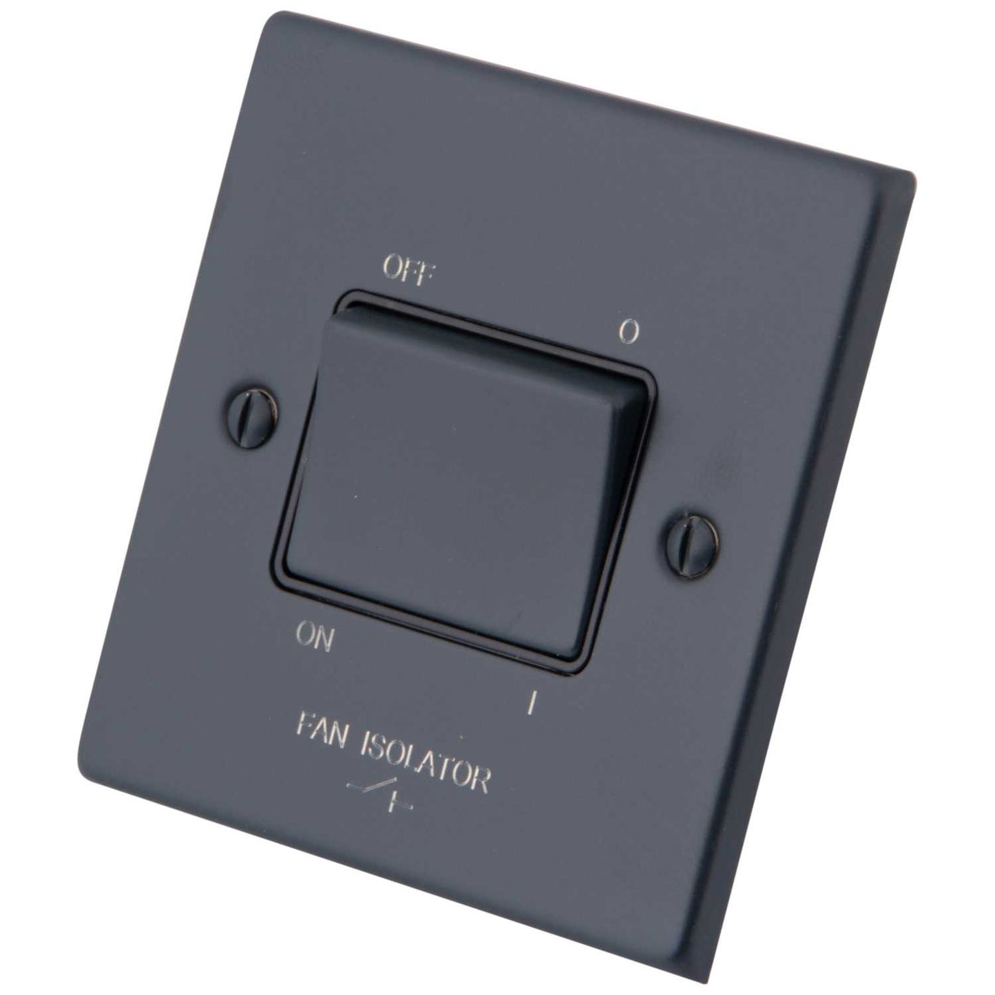M2 Decorative 10A Triple Pole Fan Isolator Black Insert Granite Blue
