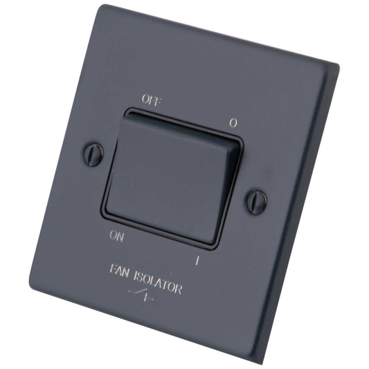 M2 Decorative 10A Triple Pole Fan Isolator Black Insert Granite Blue