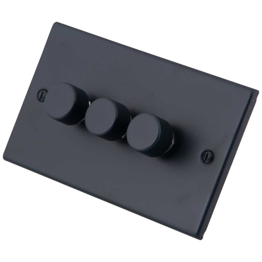 M2 Decorative 400W 3 Gang Leading Edge LED Dimmer Granite Blue