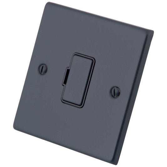 M2 Decorative 13A Unswitched Fused Spur Black Insert Granite Blue
