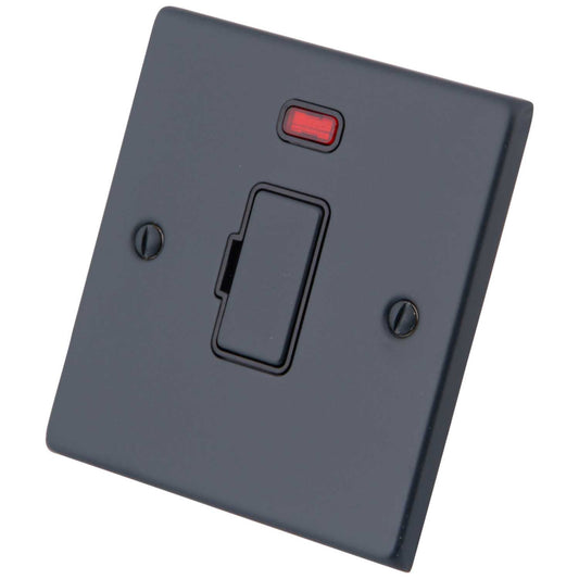 M2 Decorative 13A Unswitched Fused Spur with Neon Black Insert Granite Blue