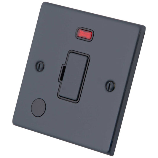 M2 Decorative 13A Unswitched Fused Spur with Neon and F/Outlet Black Insert Granite Blue