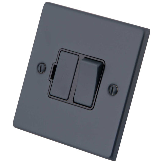 M2 Decorative 13A Switched Fused Spur Black Insert Granite Blue