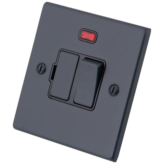 M2 Decorative 13A Switched Fused Spur with Neon Black Insert Granite Blue