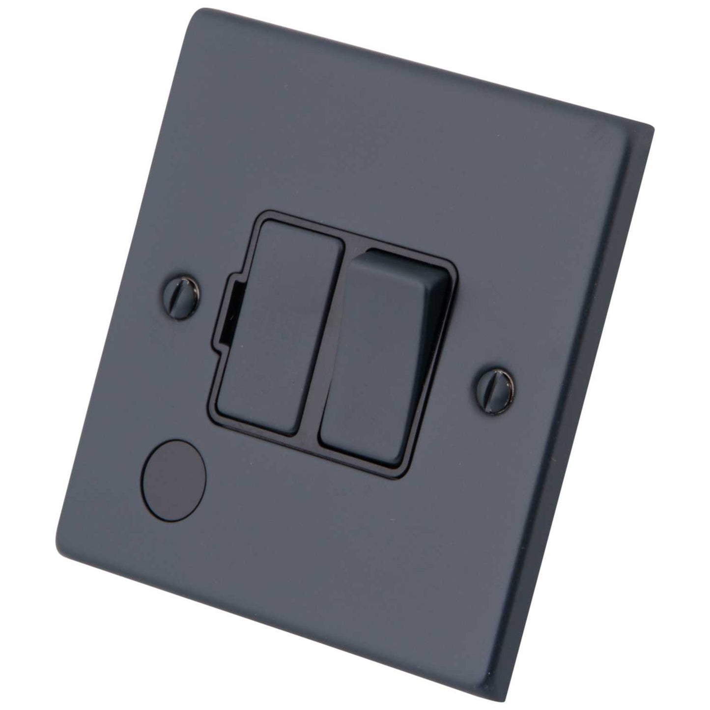 M2 Decorative 13A Switched Fused Spur with Flex Outlet Black Insert Granite Blue