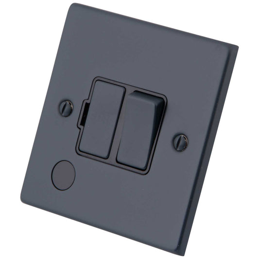 M2 Decorative 13A Switched Fused Spur with Flex Outlet Black Insert Granite Blue