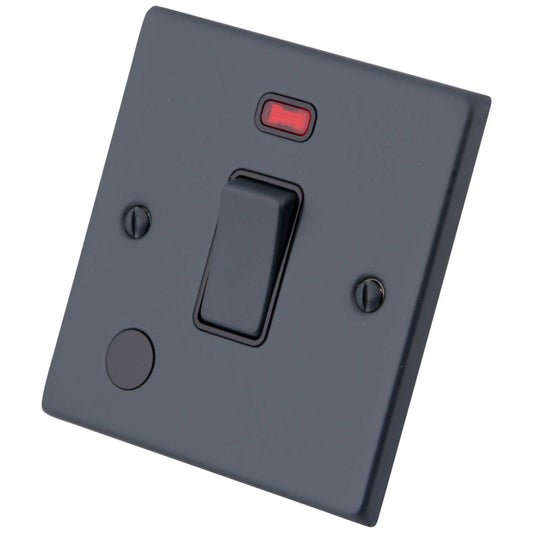 M2 Decorative 20A DP Switch with Neon and Flex Outlet Black Insert Granite Blue