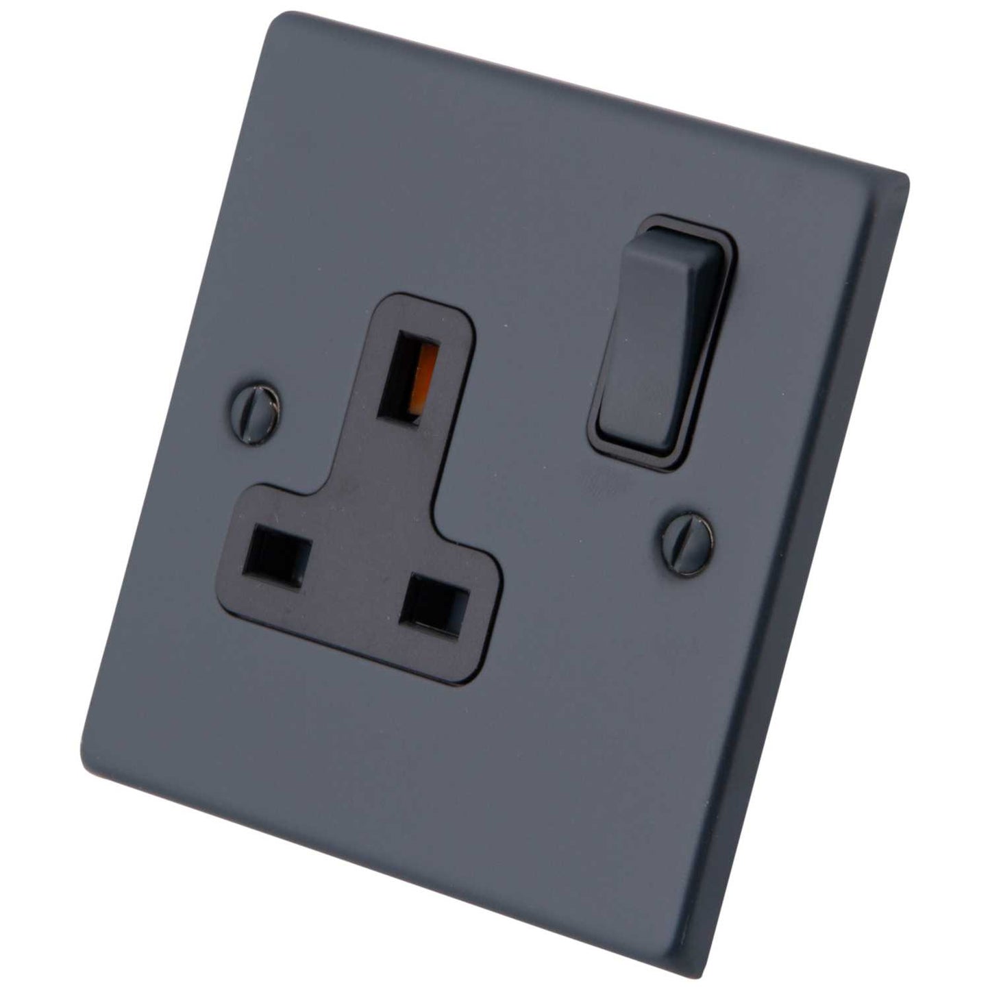M2 Decorative 13A 1 Gang Switched Socket Black Insert Granite Blue