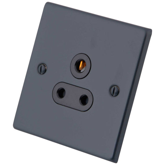 M2 Decorative 5A 1 Gang Unswitched Socket Black Insert Granite Blue