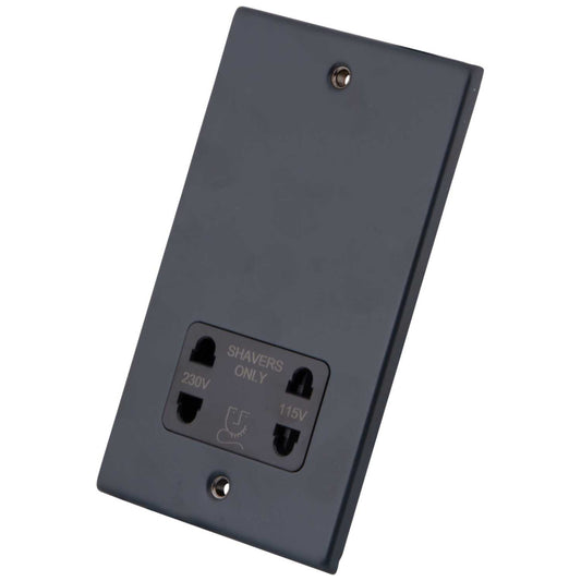 M2 Decorative Dual Voltage Shaver Socket Black Insert Granite Blue