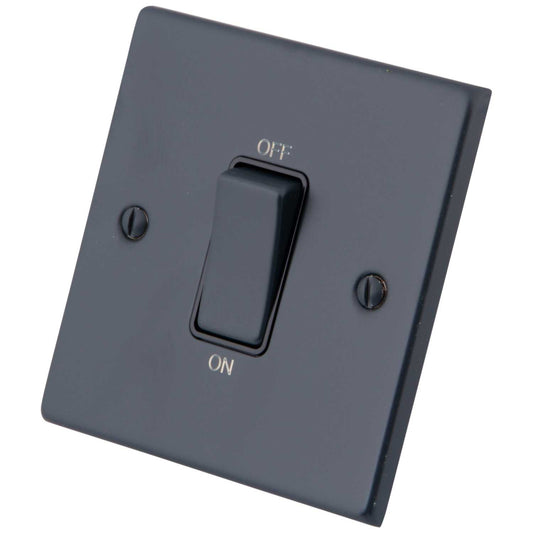 M2 Decorative 45A DP 1 Gang Switch Black Insert Granite Blue
