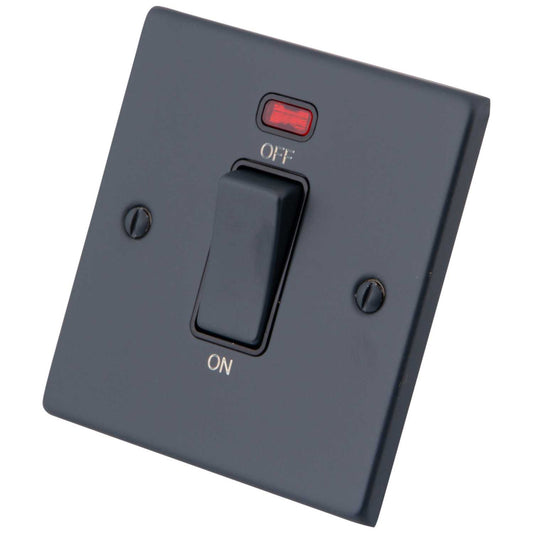 M2 Decorative 45A DP 1 Gang Switch with Neon Black Insert Granite Blue