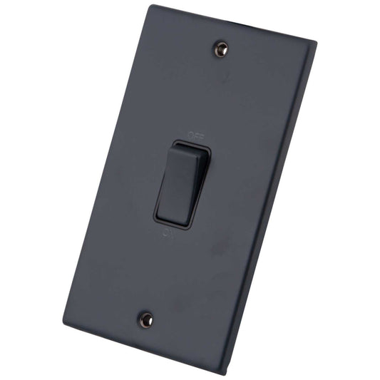 M2 Decorative 45A DP 2 Gang Switch Black Insert Granite Blue