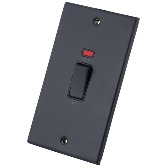 M2 Decorative 45A DP 2 Gang Switch with Neon Black Insert Granite Blue