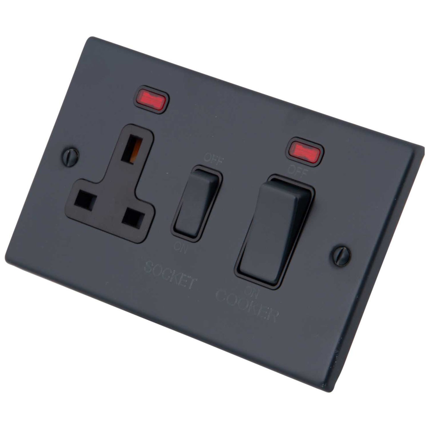 M2 Decorative 45A Cooker Control Unit with Neon Black Insert Granite Blue