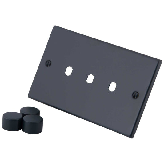 M2 Decorative 3 Gang Unfurnished Dimmer Plate Granite Blue