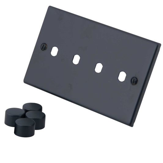 M2 Decorative 4 Gang Unfurnished Dimmer Plate Granite Blue