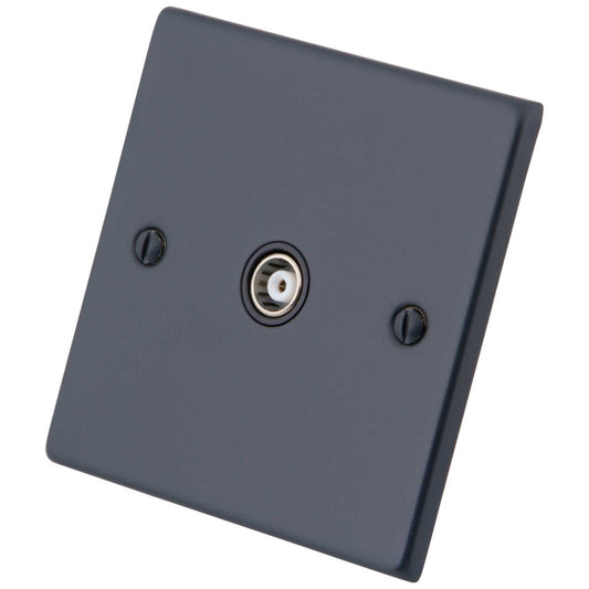 M2 Decorative 1 Gang Coaxial Socket Black Insert Granite Blue