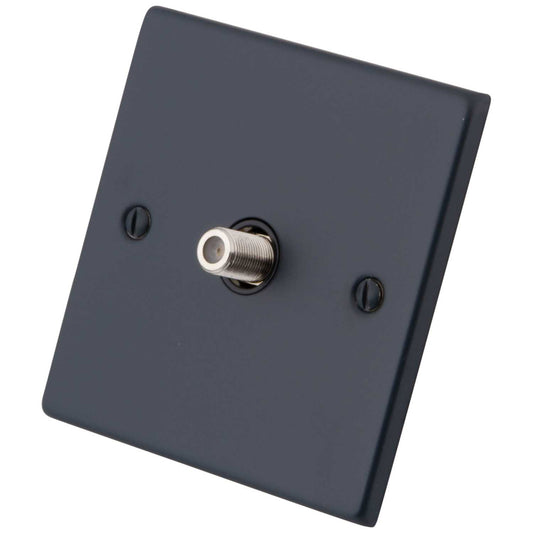M2 Decorative 1 Gang Satellite Socket Black Insert Granite Blue