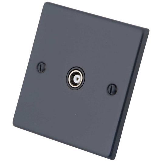 M2 Decorative 1 Gang Isolated Coaxial Socket Black Insert Granite Blue