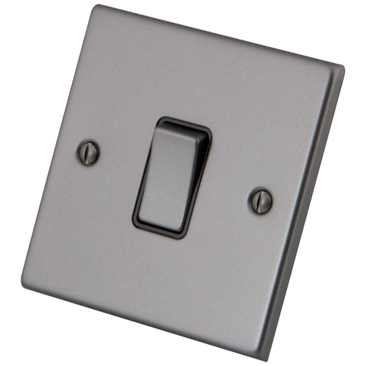 M2 Decorative 10A 1 Gang 2 Way Light Switch Black Insert Gunmetal