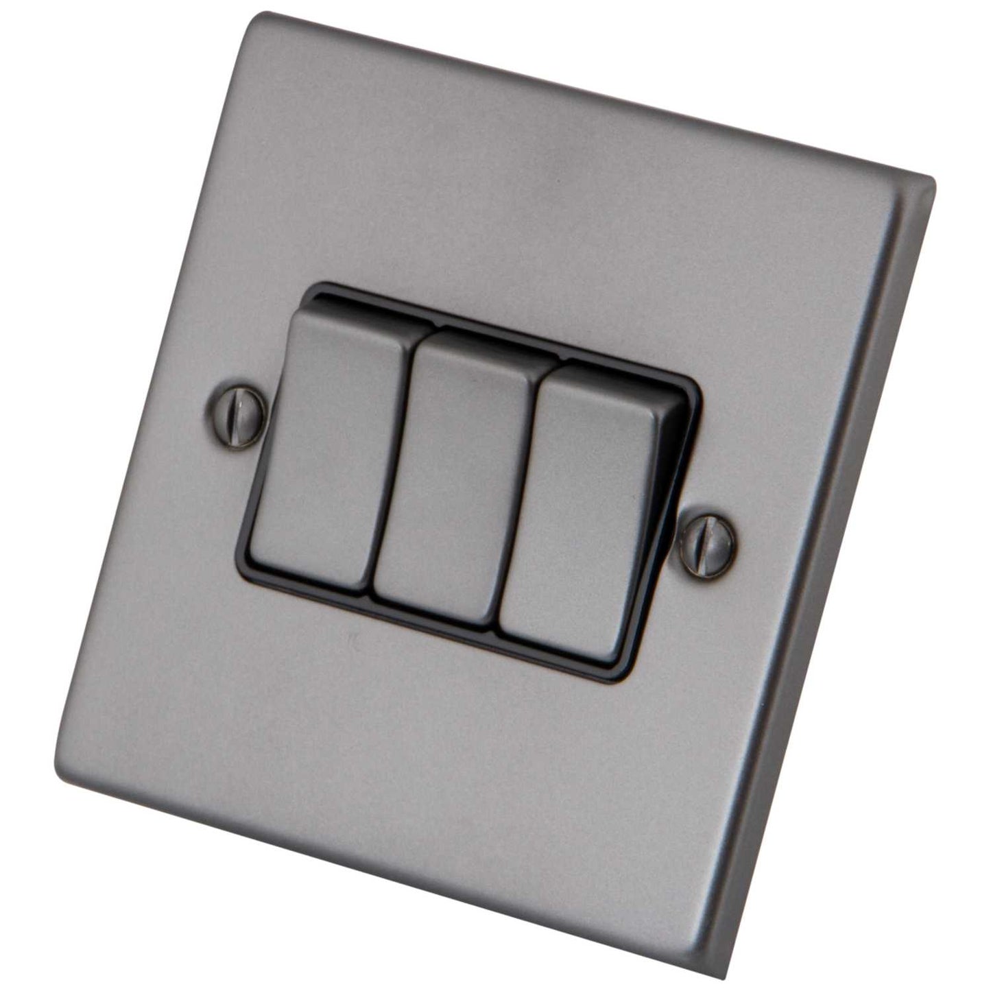 M2 Decorative 10A 3 Gang 2 Way Light Switch Black Insert Gunmetal