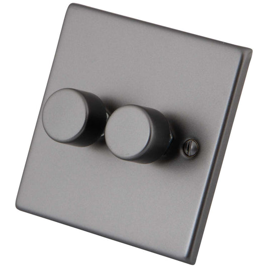 M2 Decorative 400W 2 Gang Leading Edge LED Dimmer Gunmetal