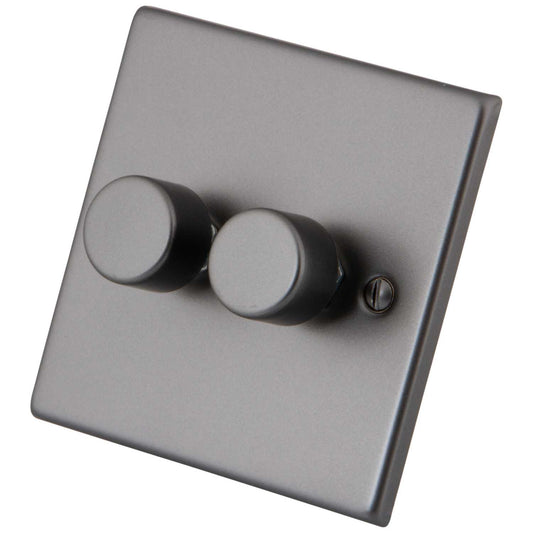 M2 Decorative 400W 2 Gang Intelligent Dimmer Gunmetal