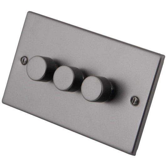 M2 Decorative 400W 3 Gang Intelligent Dimmer Gunmetal