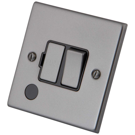 M2 Decorative 13A Switched Fused Spur with Flex Outlet Black Insert Gunmetal