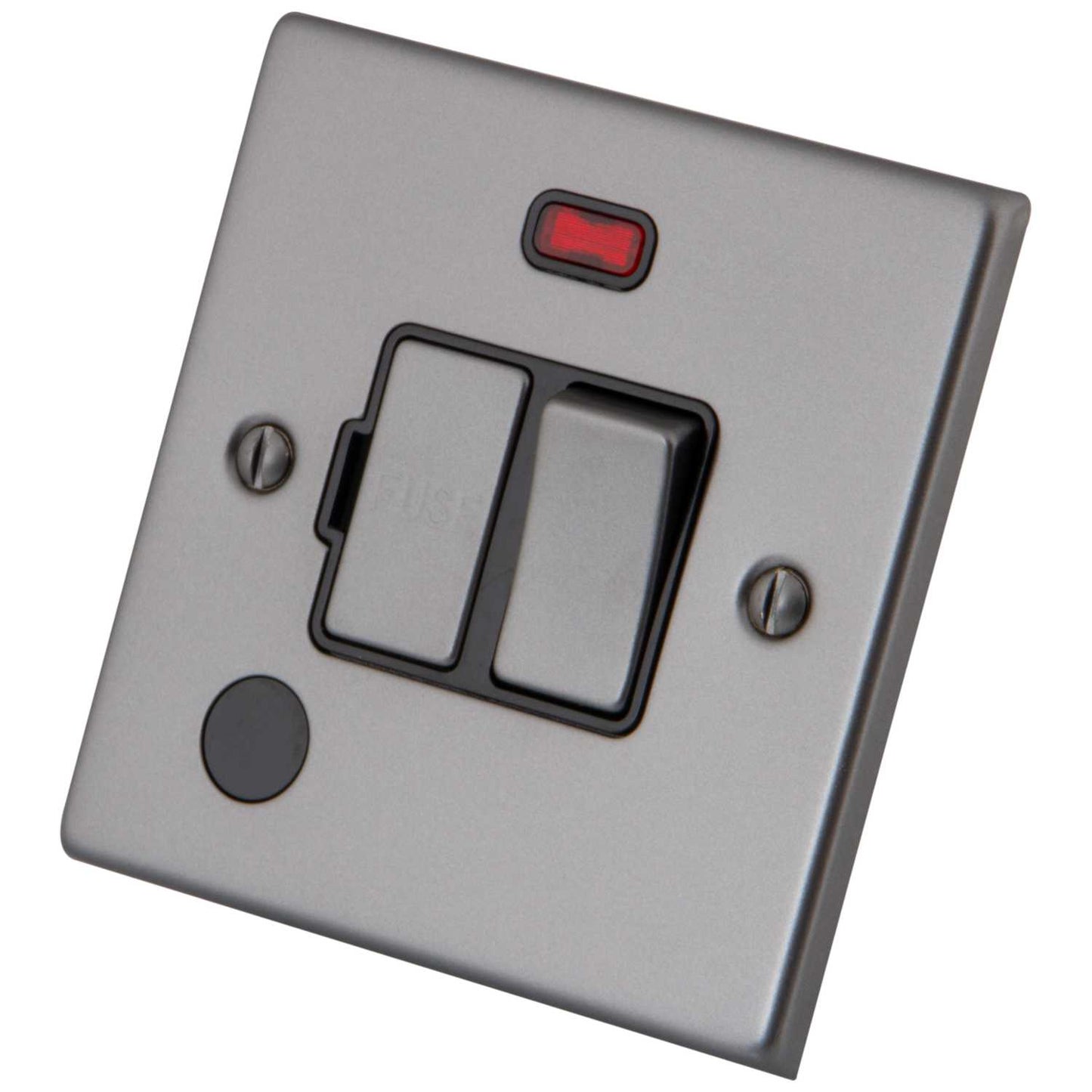 M2 Decorative 13A Switched Fused Spur with Neon and F/Outlet Black Insert Gunmetal