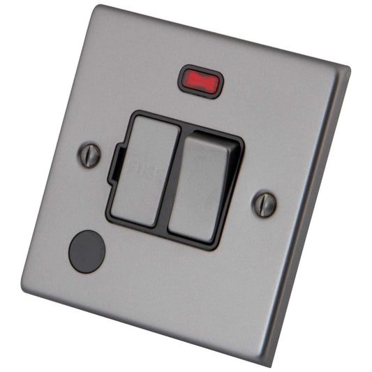 M2 Decorative 13A Switched Fused Spur with Neon and F/Outlet Black Insert Gunmetal