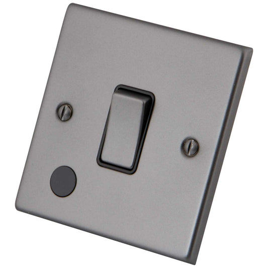 M2 Decorative 20A DP Switch with Flex Outlet Black Insert Gunmetal