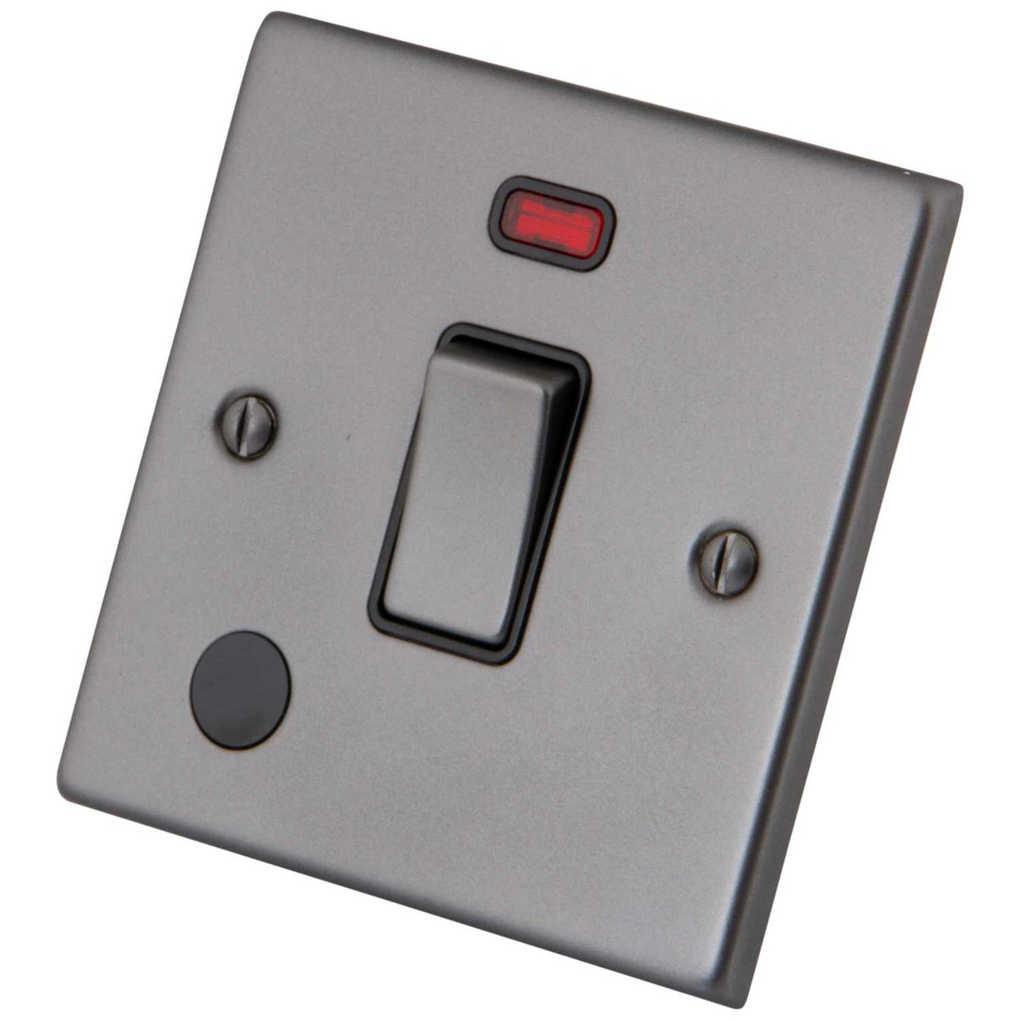 M2 Decorative 20A DP Switch with Neon and Flex Outlet Black Insert Gunmetal
