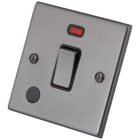 M2 Decorative 20A DP Switch with Neon and Flex Outlet Black Insert Gunmetal
