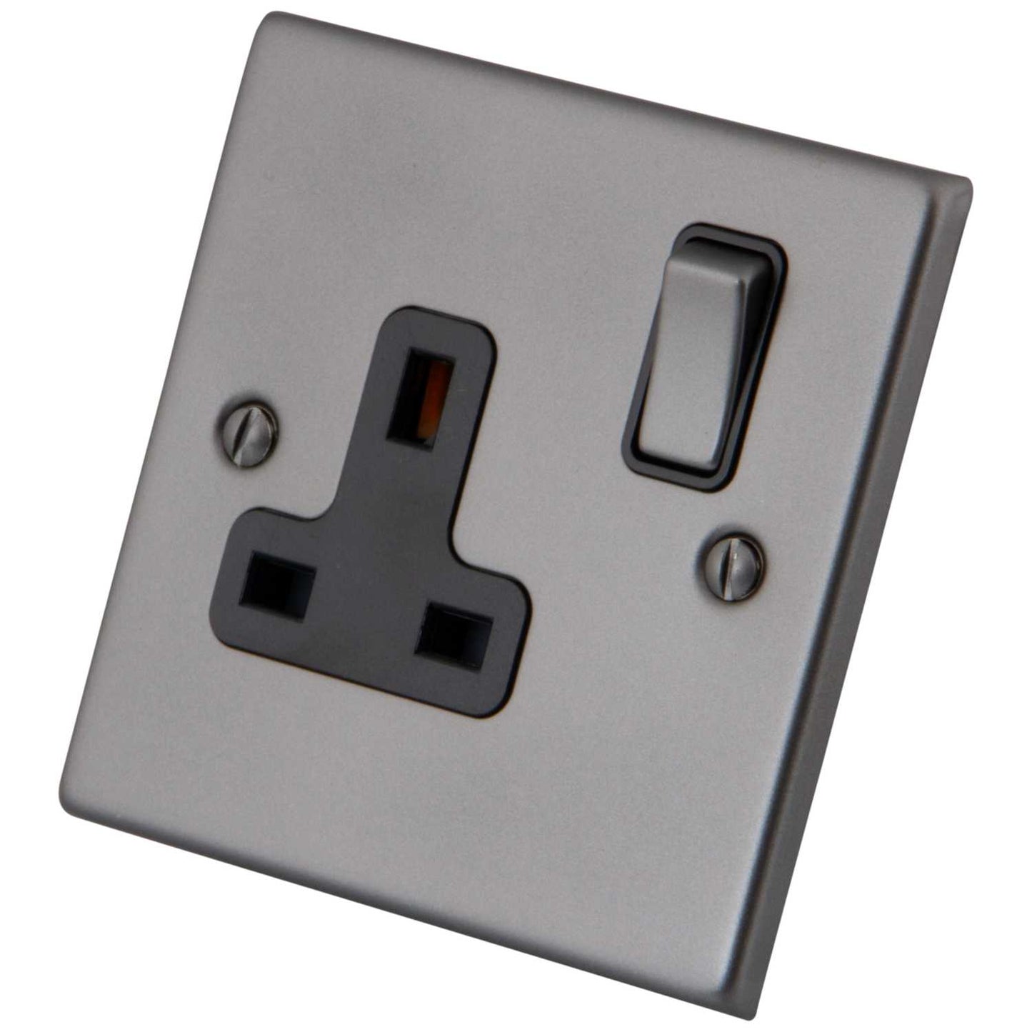 M2 Decorative 13A 1 Gang Switched Socket Black Insert Gunmetal