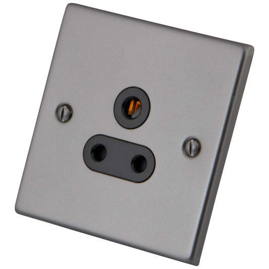 M2 Decorative 5A 1 Gang Unswitched Socket Black Insert Gunmetal
