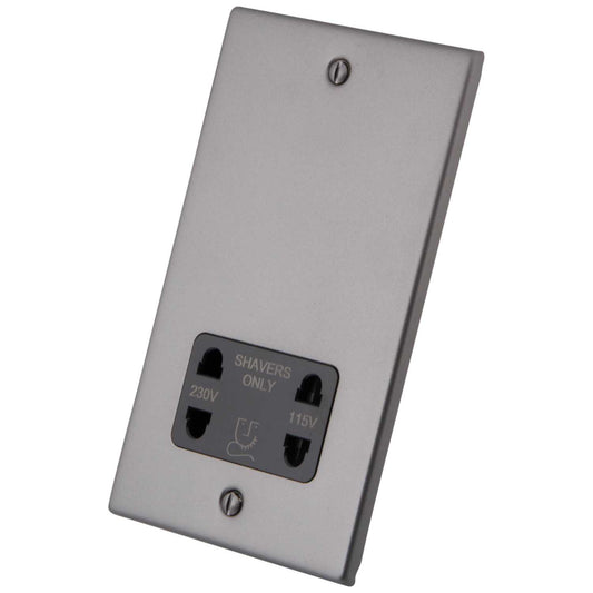 M2 Decorative Dual Voltage Shaver Socket Black Insert Gunmetal