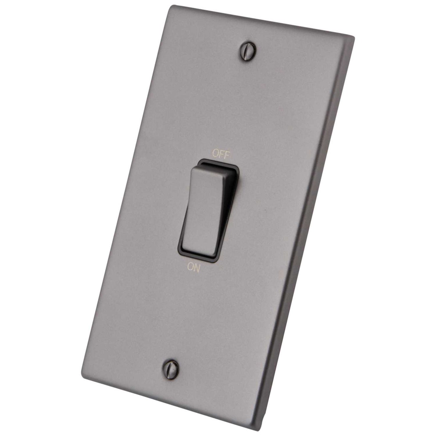 M2 Decorative 45A DP 2 Gang Vertical Switch Black Insert Gunmetal
