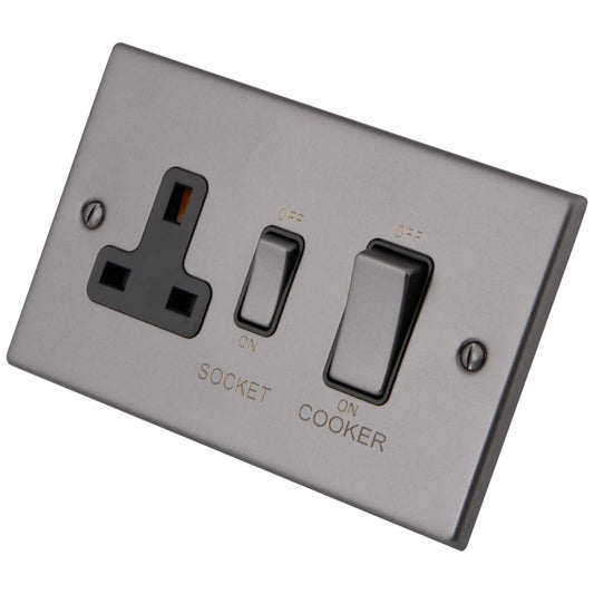 M2 Decorative 45A Cooker Control Unit Black Insert Gunmetal