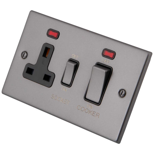 M2 Decorative 45A Cooker Control Unit with Neon Black Insert Gunmetal