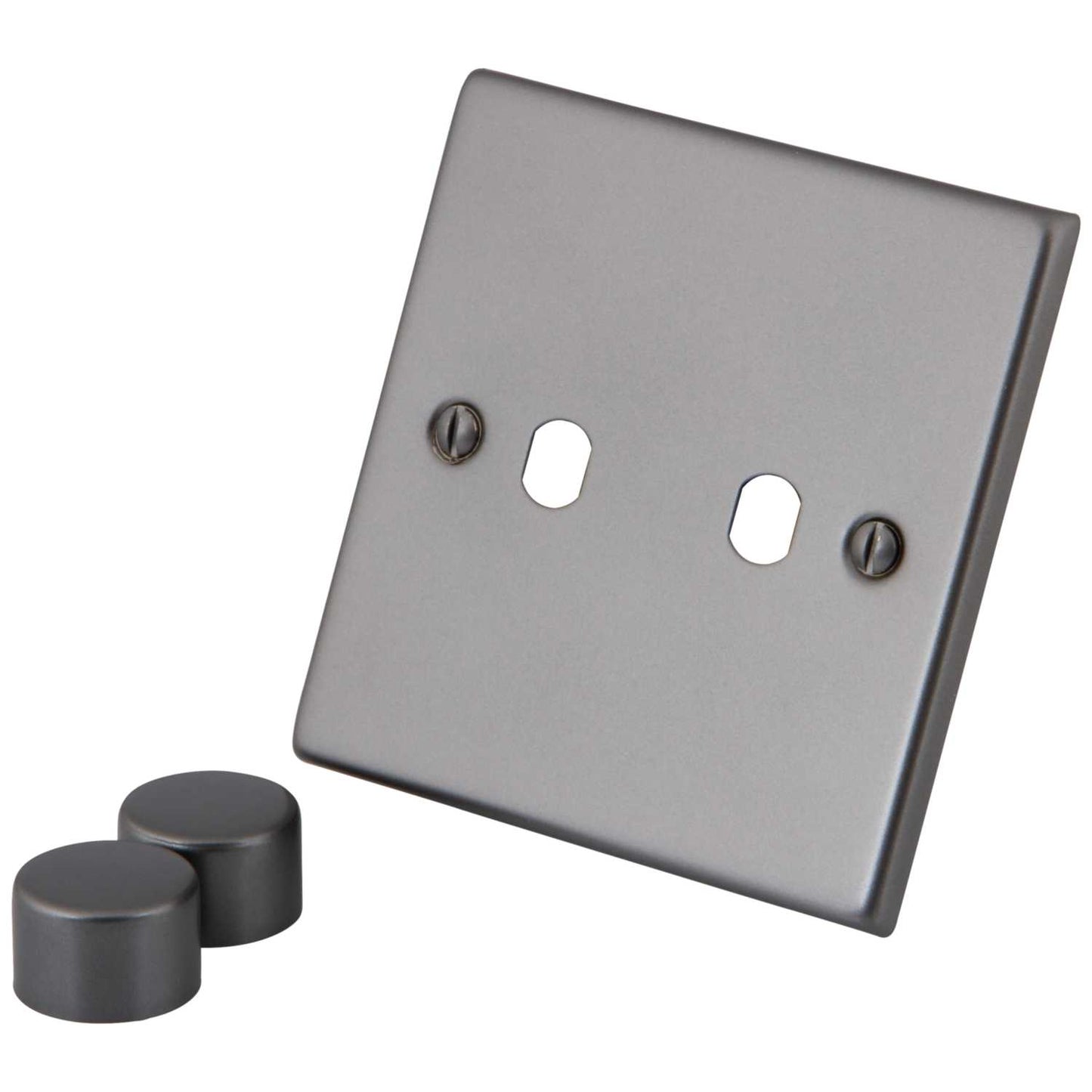 M2 Decorative 2 Gang Unfurnished Dimmer Plate Gunmetal