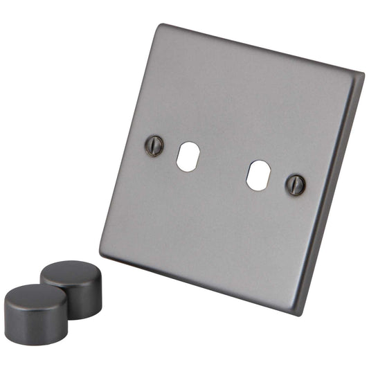M2 Decorative 2 Gang Unfurnished Dimmer Plate Gunmetal