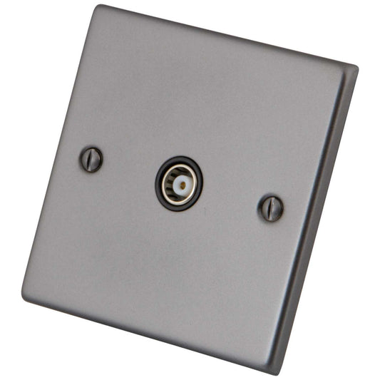 M2 Decorative 1 Gang Coaxial Socket Black Insert Gunmetal
