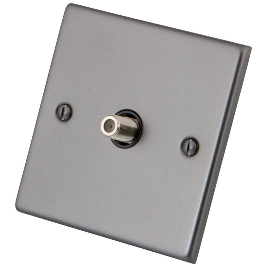 M2 Decorative 1 Gang Satellite Socket Black Insert Gunmetal